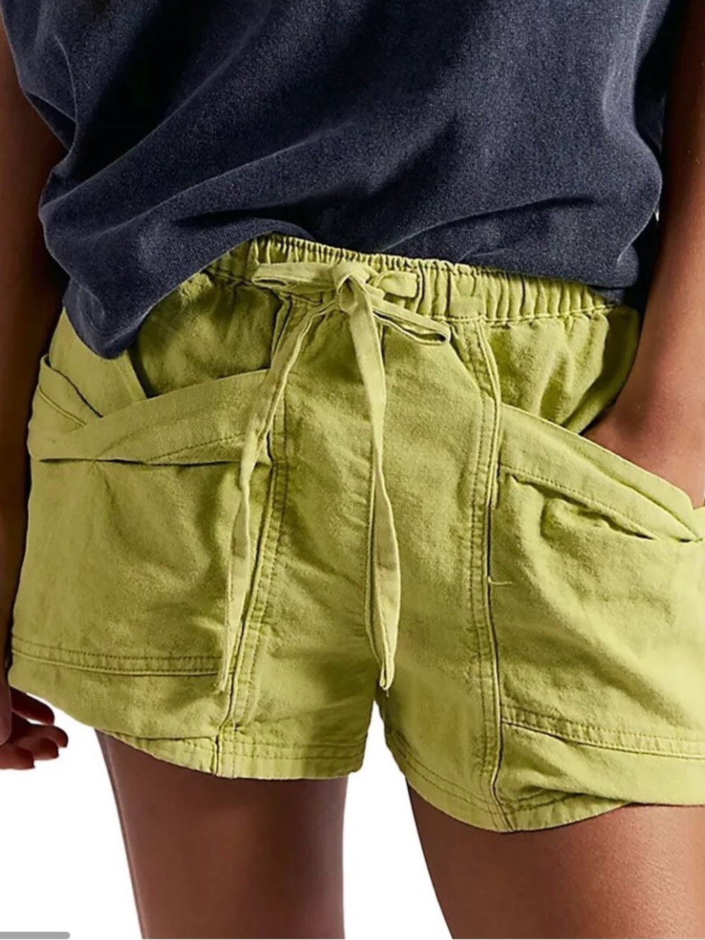 Good Fortune Linen & Cotton Shorts Free People $68.00 Warm Olives Multiple Sizes - Picture 3 of 15
